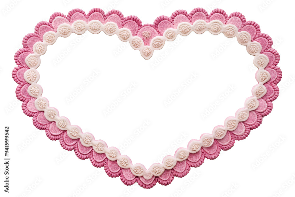 Obraz premium Pink and white scallop heart frame border png