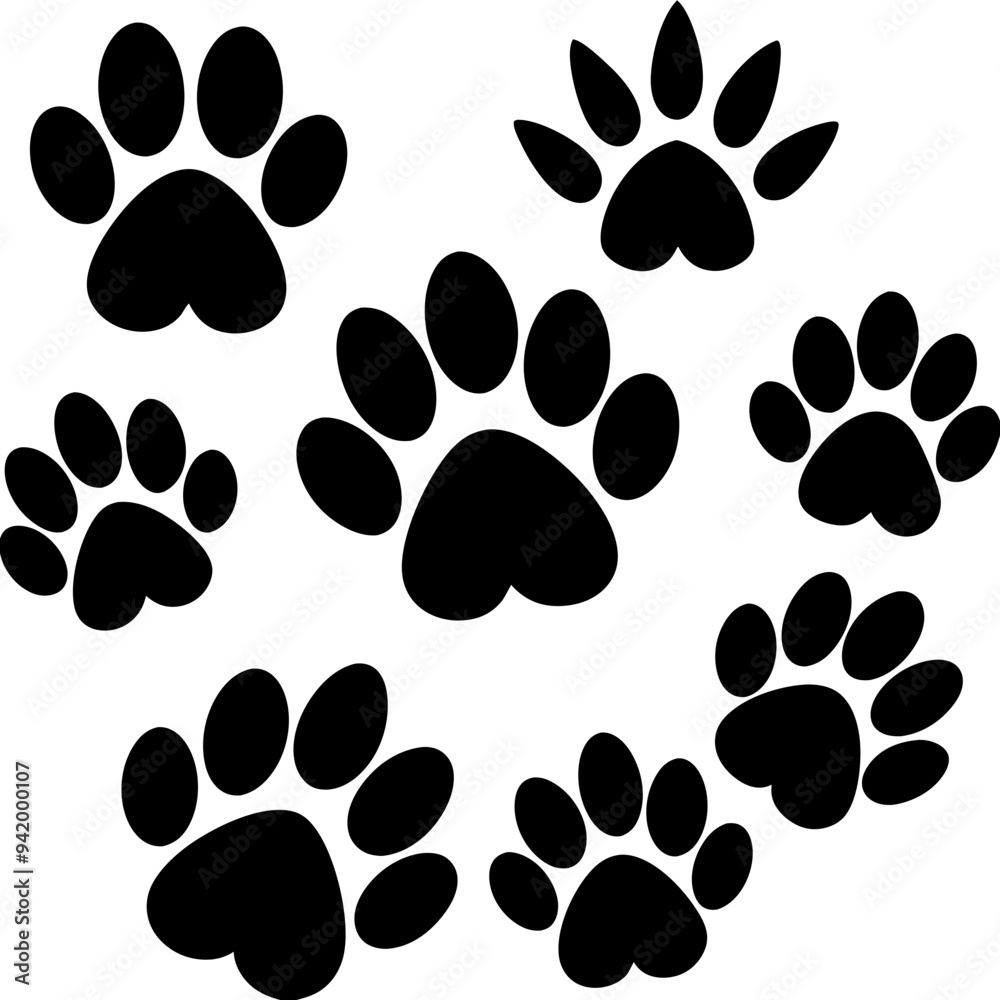 Various Animal Paw Print Vector Designs Various Animal Paw Print Vector Designs