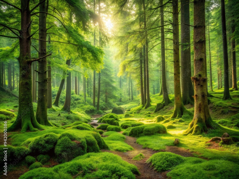 Fototapeta premium Whispering Woods: Rustic, Earthy, Tranquil, Forest Green, Nature