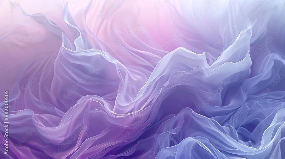 Obraz premium A soft, gradient background with flowing, wave-like patterns in soothing blues and purples, creating a calming and ethereal atmosphere