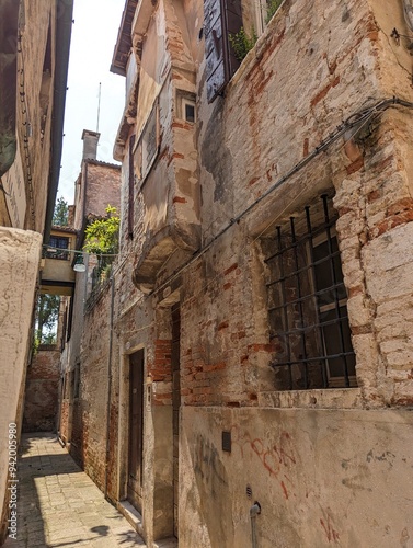 A narrow street in front of Giacomo Casanova's birthplace