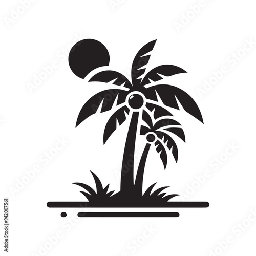 Abstract vector Plam trees on white background , plam tree silhouette. eps 10.	
