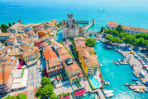 Rocca Scaligera Castle in Sirmione Lake Garda, Italy. Lago di garda photo