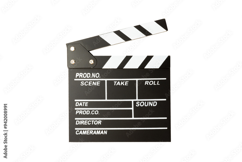 Obraz premium Movie clapper. Movie clapper isolated on white background. Concept recreation and entertainment. Cinema concept.