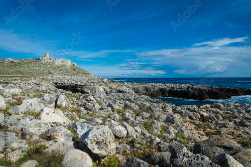 Panorama della Torre sant’Emiliano e delle scogliere lungo il Cammino del Salento che da Lecce porta a Santa Maria di Leuca photo