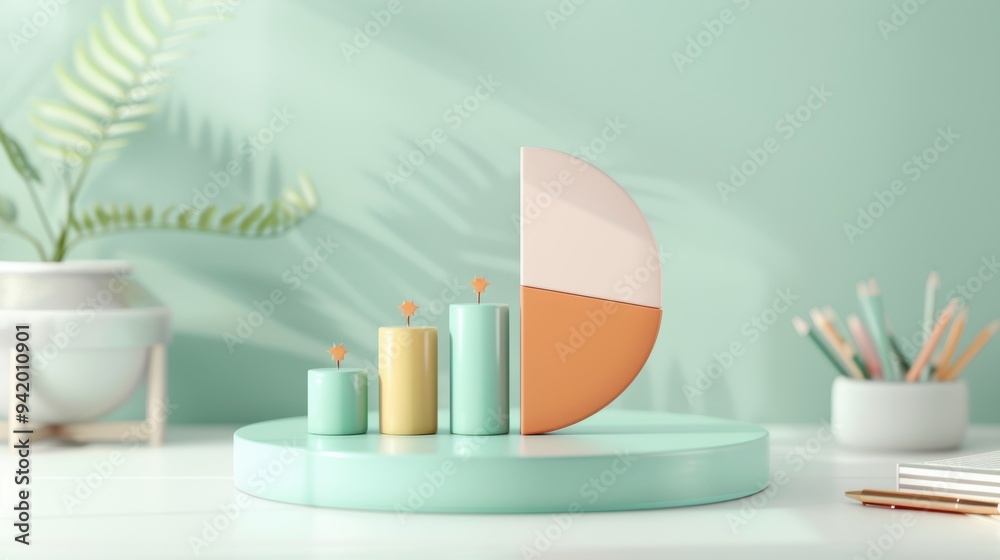 Creative pie chart illustration, sleek and professional design, eye-catching colors, detailed and informative, minimalistic data presentation Creative pie chart illustration, sleek and professional design, eye-catching colors, detailed and informative, minimalistic data presentation