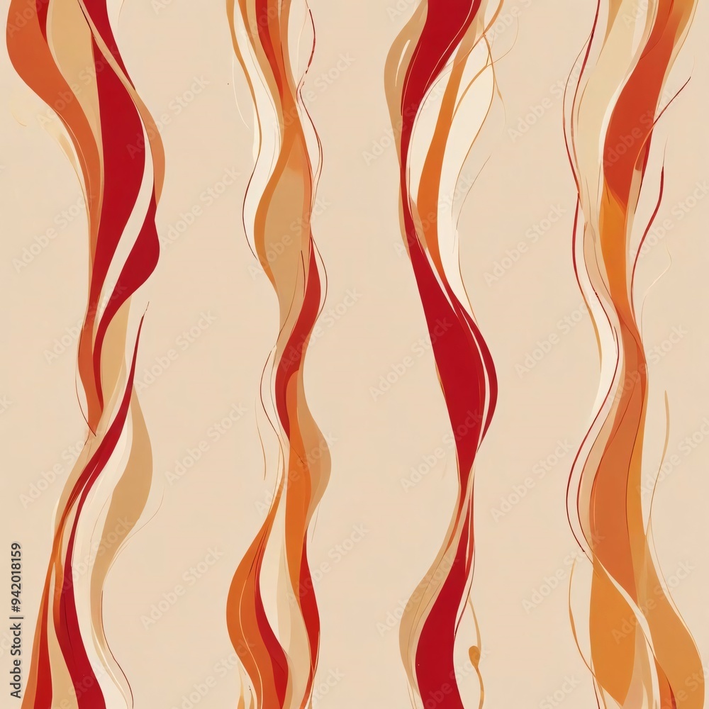 Painting abstract swirling shapes and pattern red black and gold Painting abstract swirling shapes and pattern red black and gold