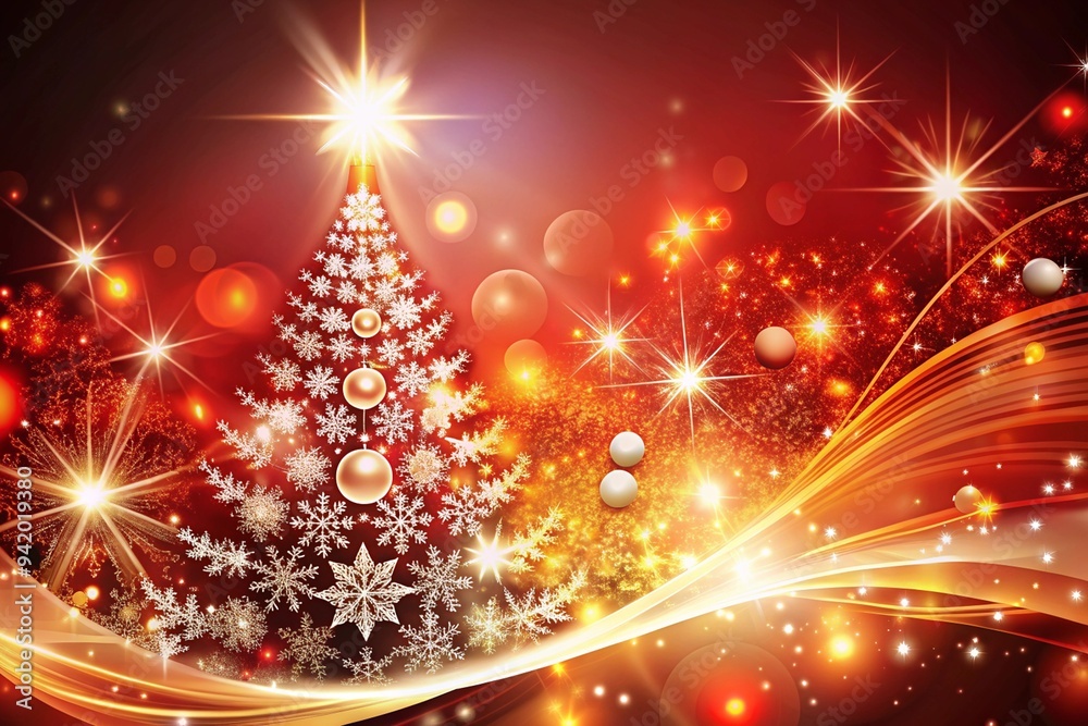 Bright abstract Christmas background with a beautiful ornate Christmas tree and sparkling lights Bright abstract Christmas background with a beautiful ornate Christmas tree and sparkling lights