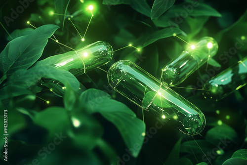 Glowing Capsules in Green Foliage