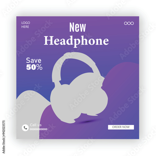 Headphone social media post and product post banner design template