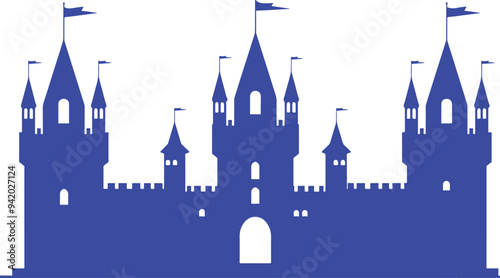 set of castle silhouette isolated on white background