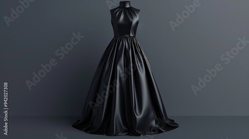 Wallpaper Mural Elegant black satin dress on a mannequin against a gray background. Torontodigital.ca