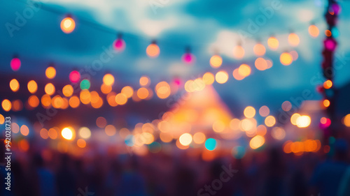 Wallpaper Mural Blurred abstract scene of the Glastonbury Festival with vibrant bokeh lights and crowd Torontodigital.ca