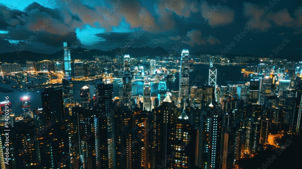 Fototapeta premium Hong Kong Skyline at Night