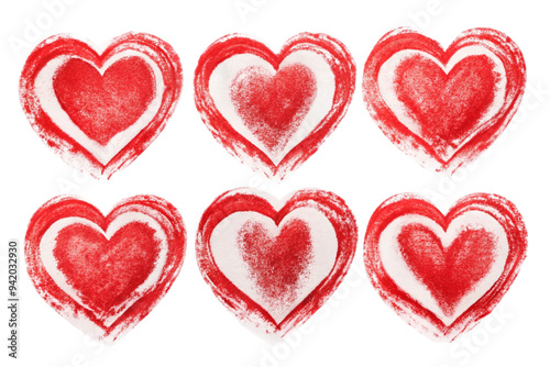 Red brush painted stamp heart png