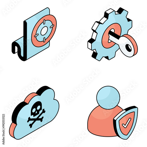 Pack of Protection and Safety Flat Icon 

