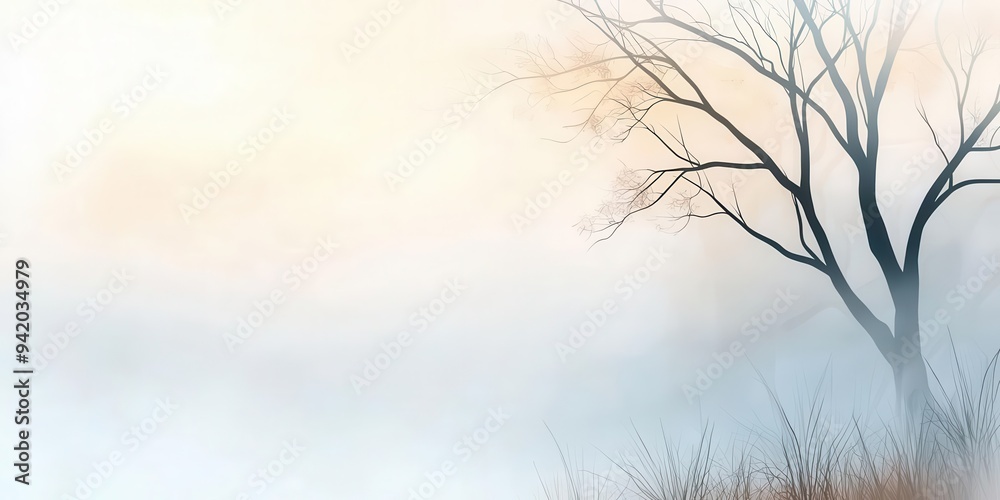 Obraz premium Crisp air and clear skies, morning mist in the countryside with text space, beautiful illustration