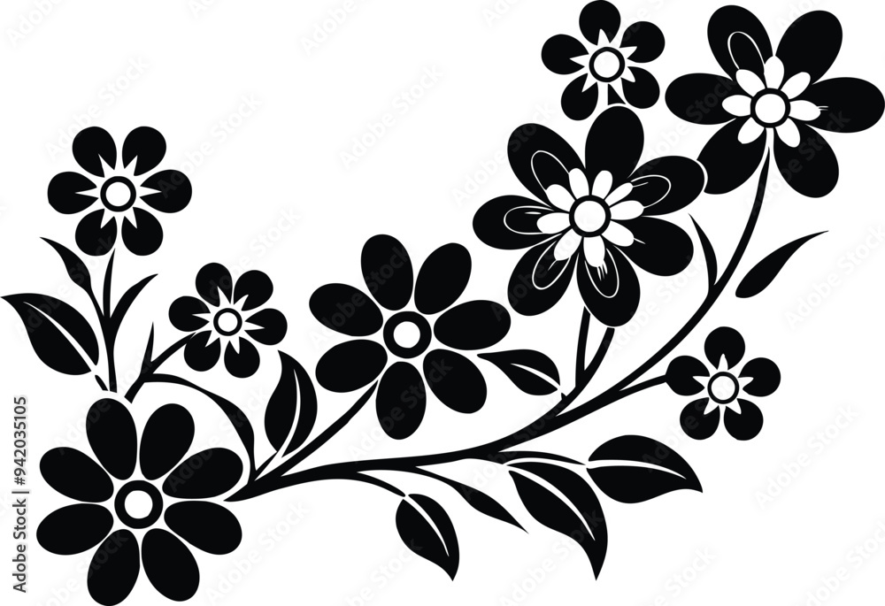 flowers corner decoration illustratilon black and white flowers corner decoration illustratilon black and white