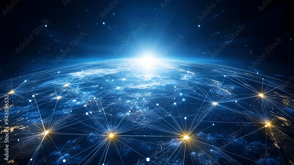 Naklejka premium Global Economy Connected Through Digital Networks