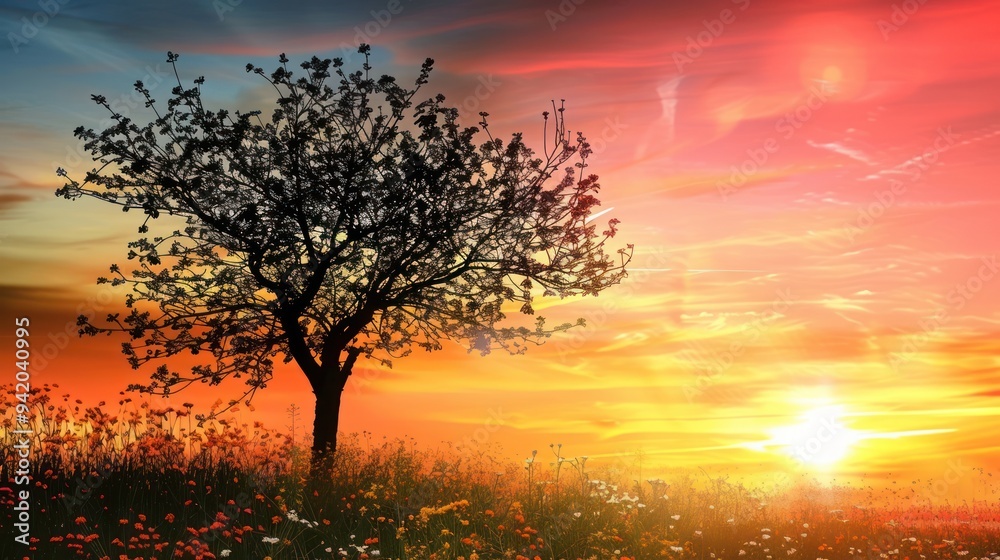 Sunset Silhouette of a Tree