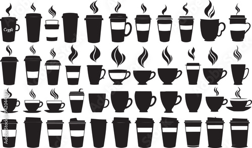 set of coffee cup silhouette