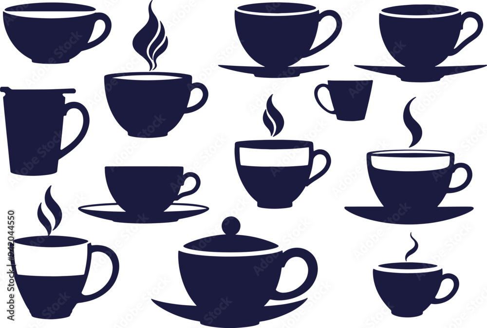 set of coffee cup silhouette set of coffee cup silhouette