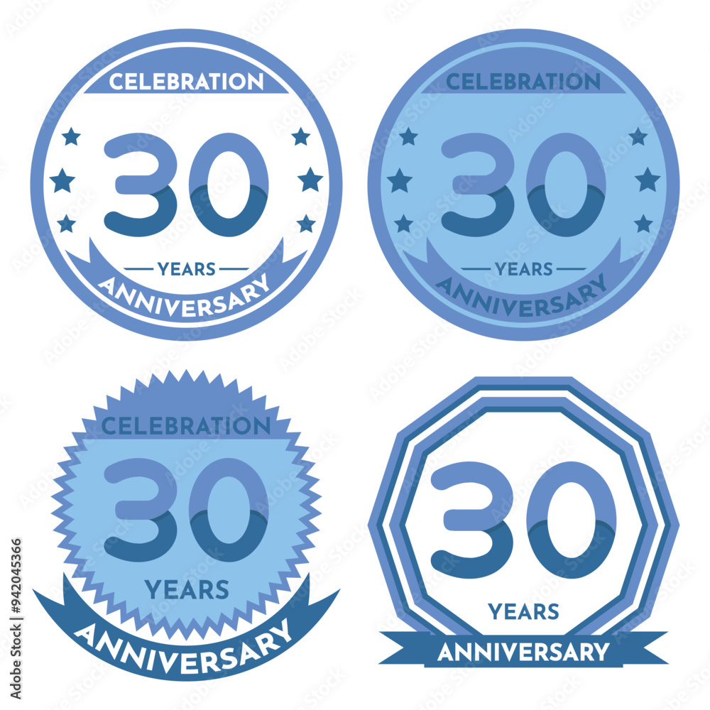 custom made wallpaper toronto digitalCelebration 30 Years Anniversary - Blue Seals, 4 Variations, Blue and Transparent Seals.