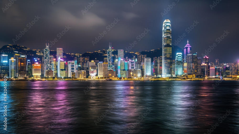 Nighttime View of Hong Kong's Skyline