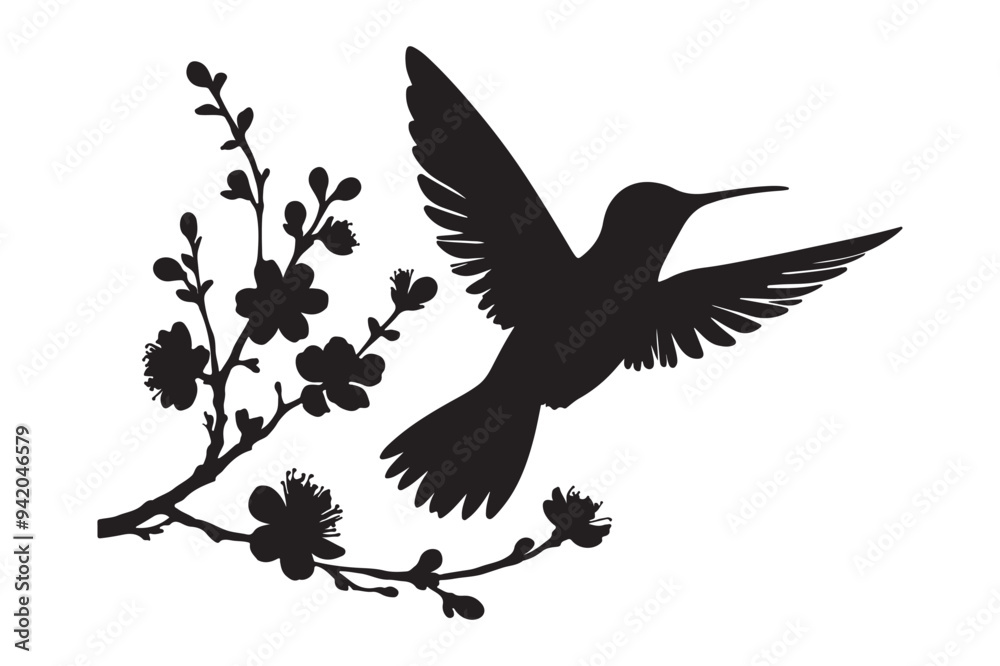 Fototapeta premium Hummingbird silhouette vector