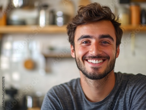 Smiling Man in Kitchen photo