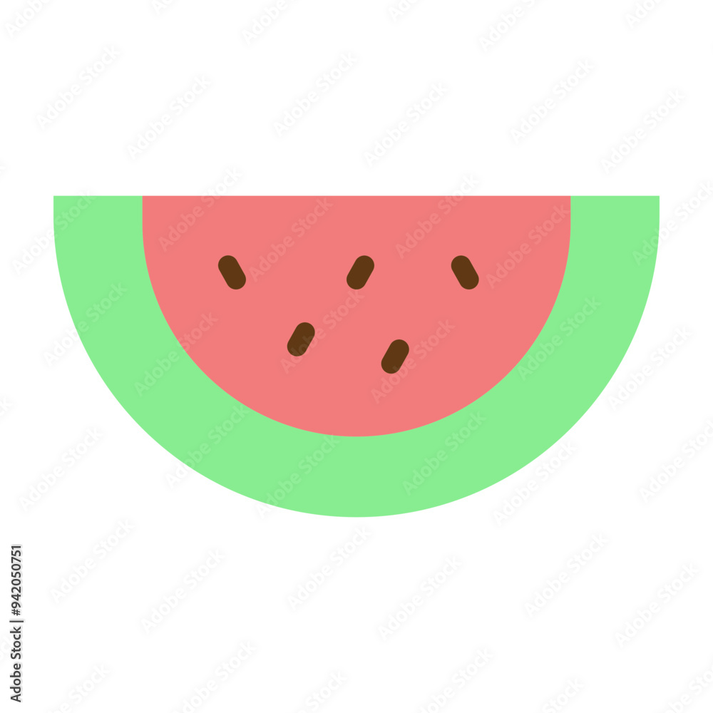Fototapeta premium Watermelon Slice Vector Flat Icon Design