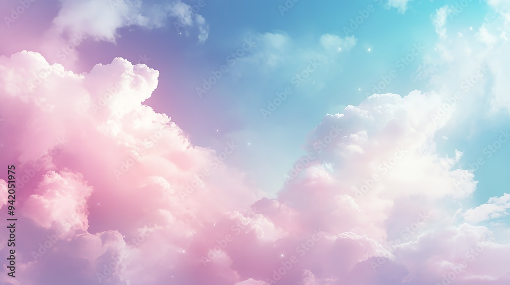 A serene sky filled with soft, colorful clouds in pastel hues. A serene sky filled with soft, colorful clouds in pastel hues.