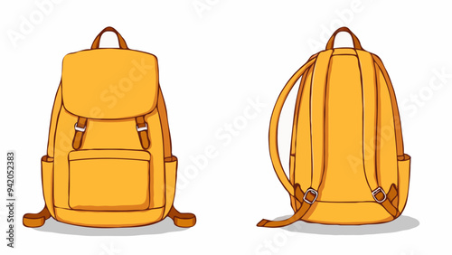 Gelber Rucksack im Cartoon-Stil