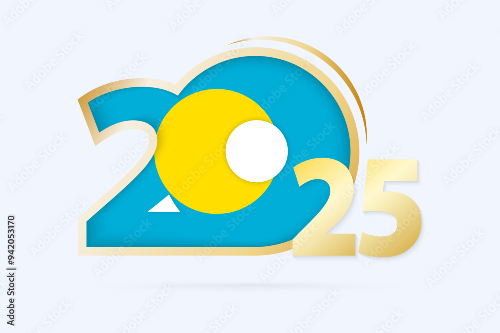 Year 2025 with Palau Flag pattern. Year 2025 with Palau Flag pattern.