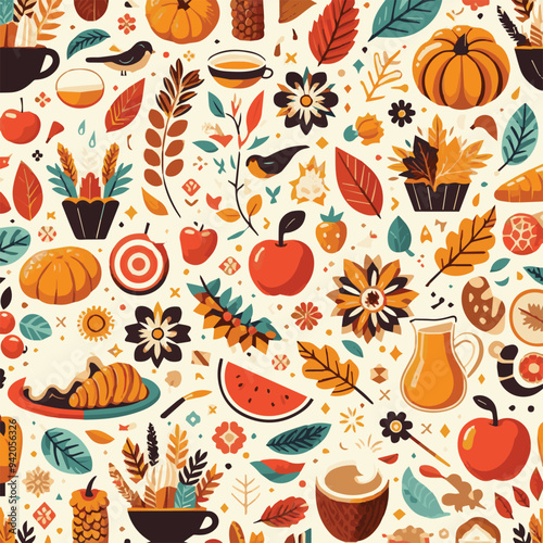 Flat pattern design for autumn season celebration