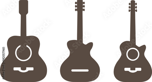 Set of guitar icon silhouette silhouette isolated on white background