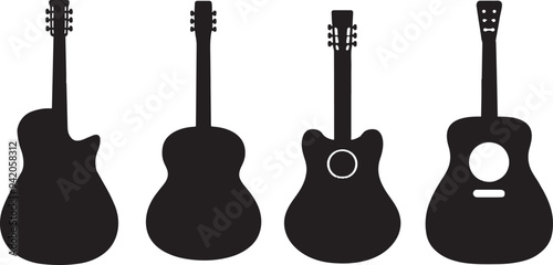 Set of guitar icon silhouette silhouette isolated on white background