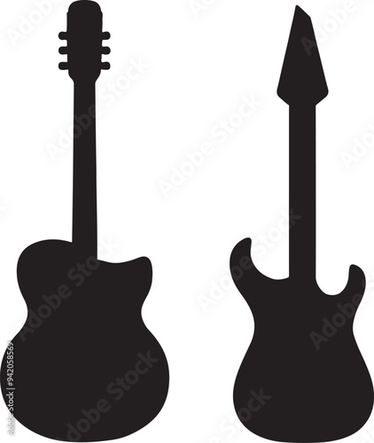 Set of guitar icon silhouette silhouette isolated on white background