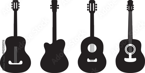 Set of guitar icon silhouette silhouette isolated on white background