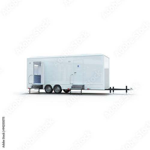 Restroom Trailer 3D Model Rendering Isolated