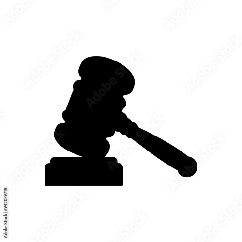 Black judge hammer silhouette vector illustration design on white background.