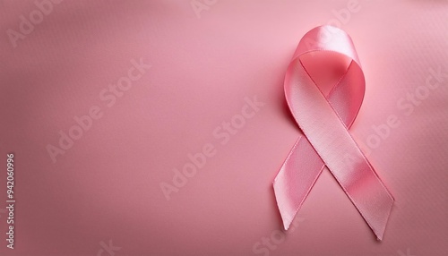 Pink Ribbon October Breast Cancer Awareness month isolated on bright pink background National cancer survivors month, Mother and World cancer day concept