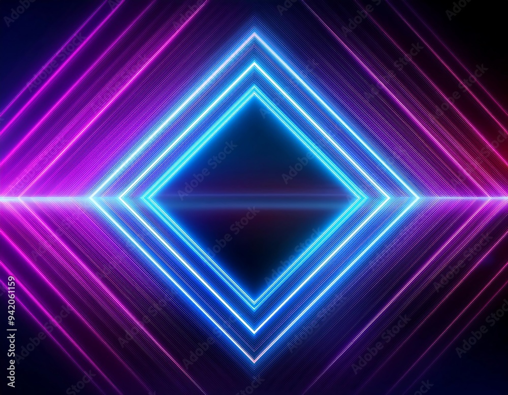 Fototapeta premium neon glowing geometric vibrant glowing geometric background