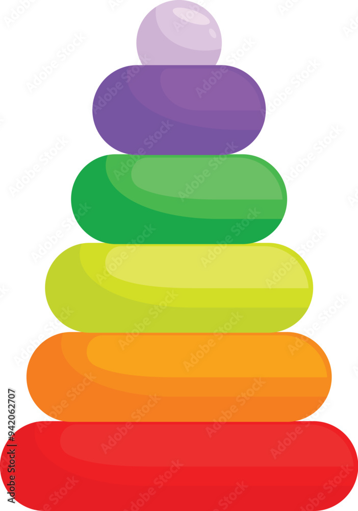 Classic children's toy with colorful rings stacked in order of size, providing entertainment and promoting early learning Classic children's toy with colorful rings stacked in order of size, providing entertainment and promoting early learning