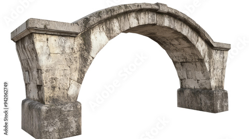 Ornate Stone Bridge with Lanterns Isolated photo