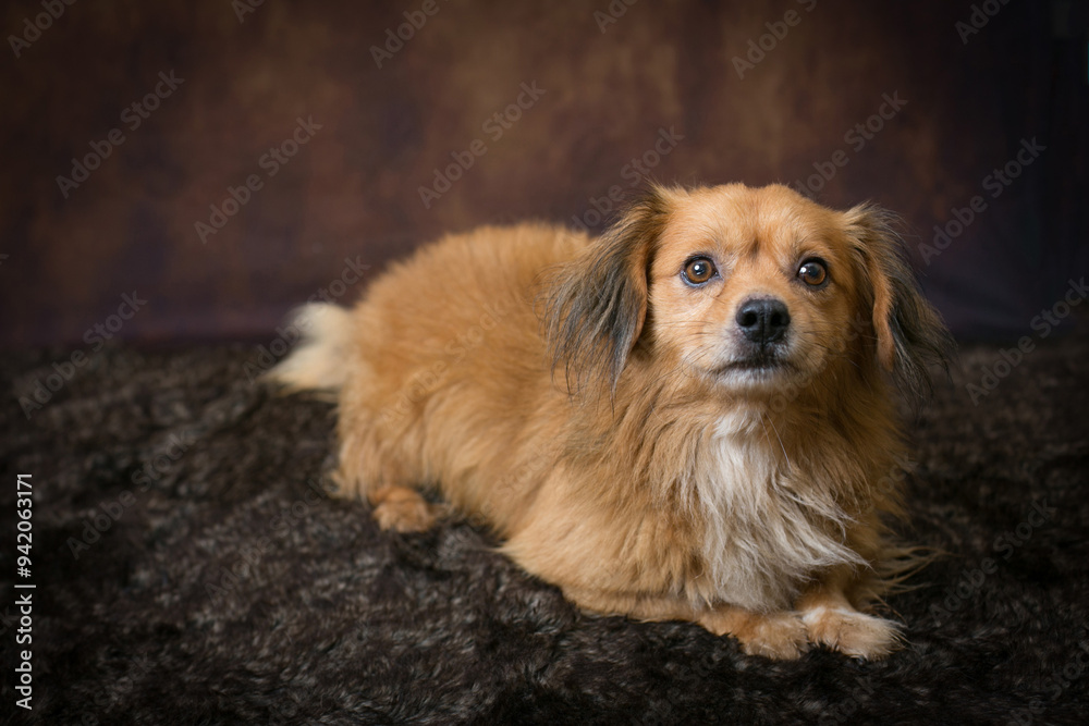 Golden Dog on Brown Background Golden Dog on Brown Background