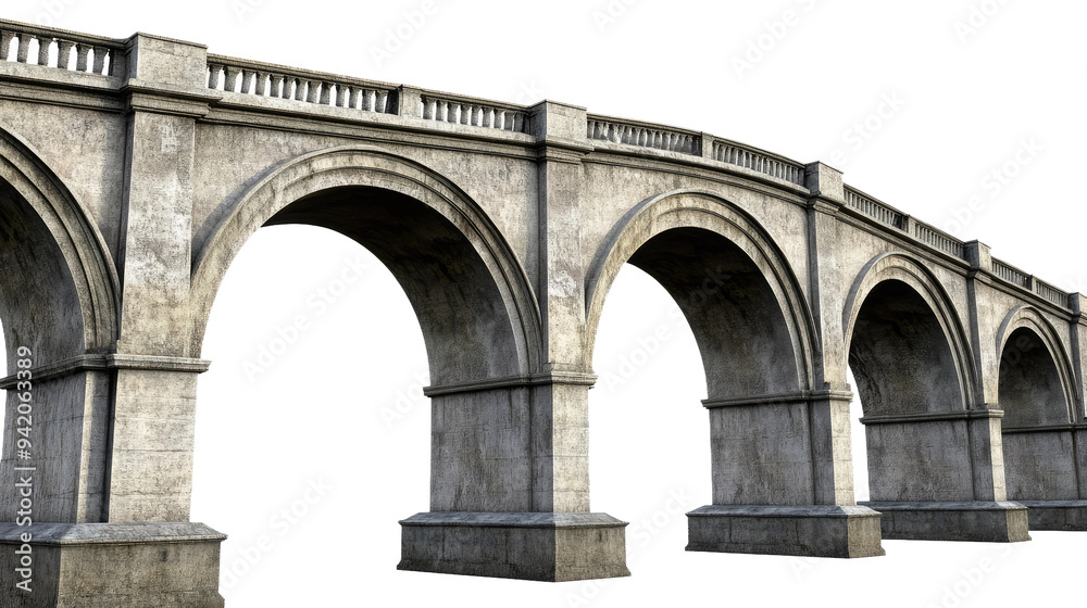 Ornate Stone Bridge with Lanterns Isolated Ornate Stone Bridge with Lanterns Isolated