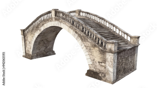 Ornate Stone Bridge with Lanterns Isolated photo