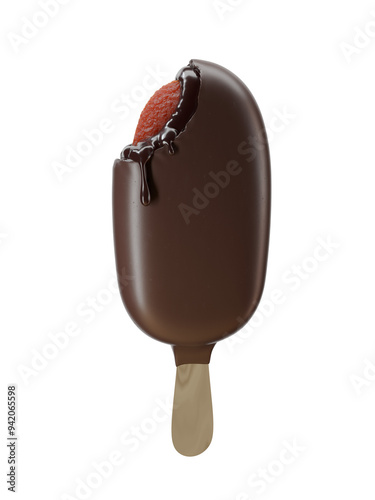 Helado de chocolate mordido