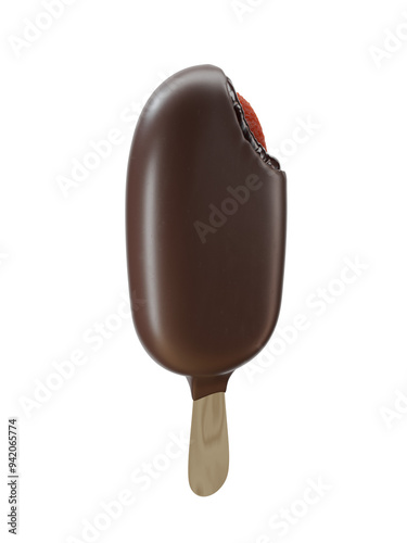 Helado de chocolate mordido